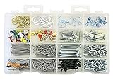 Household Assortment Kit, Cup Hooks, Picture Hangers, Push Pins, Thumb Tacks, Brads, Plastic Anchors