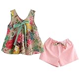 子供服 タンクトップ Tシャツ タンクトップ&パンツ 上下セット 袖なし ショーツ 花柄 女の子 可愛い 夏 ベビー