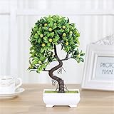 新しい人工盆栽ツリーフェイクフラワーグリーンプラントPine Trees Potted花瓶結婚式ホームデコレーションデスク装飾 One Size レッド SEDFGJ32830232359
