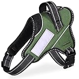 【ドッグトレーナー推薦】OGURIYA犬 ハーネス 喉に優しい 小型犬 中型犬 大型犬 着脱簡単 超可愛い色 ネームプレート 夜間反射 サイズ調整可能 犬体工学に基づいた 7色選択(アーミーグリーン,S)