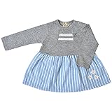 2017年 春物 UZULAND ウズランド タックレース×ストライプ布帛切替 ワンピース グレー-サックス◇90cm