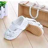 WIN　ベビー 夏 シューズ 赤ちゃん 可愛い プレゼント 軽量 履かせやすい マジックテープ ストラップ 花 新生児 フォーマル靴 (内寸12cm, ホワイト)