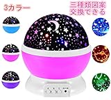 LEDナイトライト night light projector プロジェクター ナイトライト 簡易プラネタリウム スポットライト 美しい星空　360度回転 多色変更可能　夜間ライト 卓上スタンド　ロマ