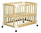 サンデシカ babubu ミニベッド ホワイト (天然木)【成長に合わせて長く使える】【工具いらずのワンタッチ式で組立簡単】【添い寝ができる】【通気性抜群のすのこ仕様】【サークル(プレイペン)・パーテ