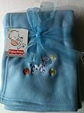 FISHER-PRICE Blue EMBROIDERED ZEBRA Fleece Baby Blanket 30 x 40 Tall by Fisher-Price