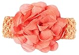 EOZY ベビー用ヘアバンド お花 新生児 赤ちゃん 出産祝い 内祝い お宮参り 誕生日 100日記念 こどもの日 記念撮影 初節句に プレゼント オレンジ