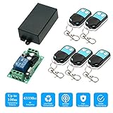 OWSOO 433Mhz 1CH 10A無線RFりモーコンスイッチ5個+1PCS 2キーRFトランスミッタ 1527チップ スマートホームオートメーション