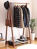 木製ハンガーラック 木製 天然木 幅100 高さ150 折りたたみ スリム 収納 北欧 シンプル ブラウン