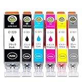 YUUSHA Canon BCI-321(BK/C/M/Y/GR)+BCI-320 BK 6色セット 大容量タイプ 互換インクカートリッジ 対応機種：PIXUS MP990 MP980 MP640 MP630 MP620 MP560 MP550 MP540 iP3600 iP4600 iP4700 MX860