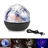 Glovion 2イン1 Vivid地球パターンナイトライトと複数の投影夜ランプ(回転、明るさ調整、3異なる投影効果と6.5 Ft / 2 m USBコード) ブラック GYD00146_Black