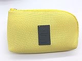 旅行小物収納　スマホ　携帯　充電器 便利　PC周辺小物用収納ポーチ　メッシュ柄 (黄色)