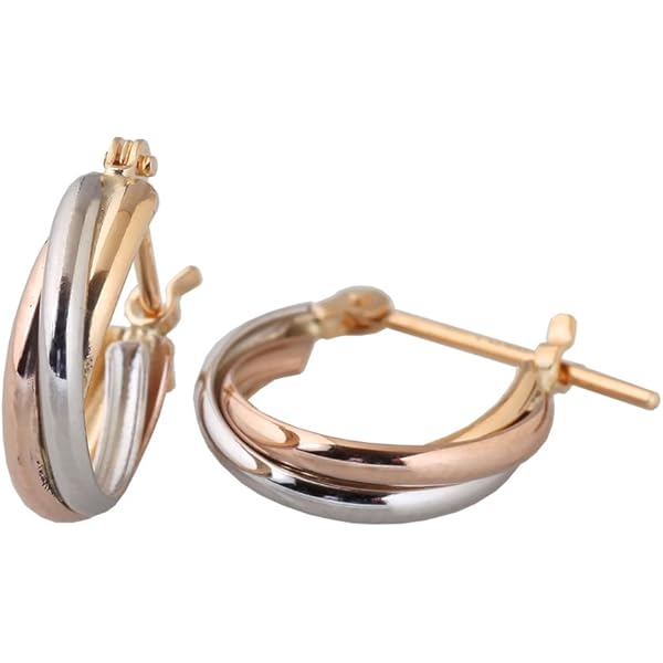 Amazon | K18&PT 2連フープピアス 4mm×10mm コンビカラー 角溝 遮断式