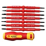 AGPtEK Insulated Electrical Screwdriver Phillips and Flat Double Head Precision 7pcs Set Black Finis