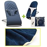 【今治タオルブランケットセットYE】babybjorn（ベビービョルン）バウンサー Bliss ミッドナイトブルー（バウンサーカバーイエローストライプ）