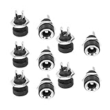 DealMux 10Pcs 5.5mm x 2.1mm DC Power Jack Socket Female Panel Mount Connector Black