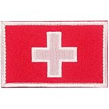 スイス国旗 ワッペン 刺繍入り アップリケ 8cm×5cm サバゲー ミリタリー アイロン対応 NYANDELMO ND-0171-R01-CH
