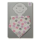 めんぷます田 赤ちゃんのガーゼバンダナビブ ありがとう! (ピンク) 約30×30cm※広げた状態 綿100% 日本製