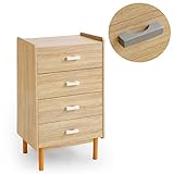 【トッテルシリーズ】 チェスト 色違い 選べる 取っ手 木製 4段 収納チェスト 天然木脚 コンパクト タンス 幅59cm オーク