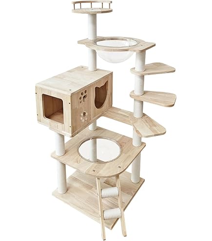 PETTIFUL キャットタワー　据え置き 高さ132.5cm天然麻紐巻き Amazon | PETTIFUL キャットタワー 木製 大型猫 据え置き 省スペース