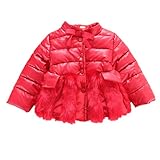 MissとMr ベビー服 女の子 キッズ ダウンジャケット ベビー服 コート ガールズ アウター 厚手 上着 防風 高品質 中綿 暖かい 可愛い 入園 通園 (90cm, レッド)