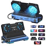 Rog Ally Xドック 放熱冷却スタンド【4K/1080P-放熱ファン付】Tomistan スイッチ 2用 冷却投影 ROG ALLY/X/Legion Go/Steam deck/Switch/EL用TVドック HDMI 2.0 4K/1080P 1000Ⅿbps USB 3.0 100W 充電 合金外壳 旅行 出張 持ち運び便利 (TM-2460-Switch2非対応)