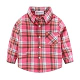 [LSMUDKINGDOM] チェック シャツ キッズ 男の子 長袖 ワイシャツ ネルシャツ 子供服 ローズ 150