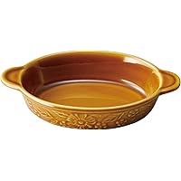 三陶(Santo)萬古焼 グラタン皿 約22×14cm レリーフ オーバル オリーブ 日本製 17513