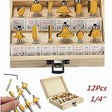 KING DO WAY 12pcs ルータービット 木工ツール カッター ビットセット 木製ボックス付き