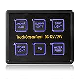 LeaningTech 12 V / 24 V 6ギャングブルーLED静電容量式Senseタッチコントロールパネルで回路コントロールボックス& 15ピンVGAケーブルfor車トラックキャラバンボートヨ