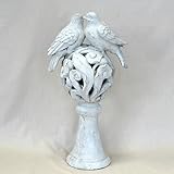 アンティークオーナメント ホワイトガーデン バードオブジェ H50cm ／庭園用置物