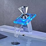 Auralum 洗面用水栓 LED シングル混合栓 蛇口 お湯の温度でLEDが3色に変わる 立水栓 個性あふれるデザイン 洗面台 手洗いボウル用 水道 トイレ用