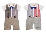 【Babystity】 ベビー 赤ちゃん フォーマル チェック×ストライプ柄 半袖 ベスト サスペンダー 蝶ネクタイ付き (ブラック×ブルー 90cm)KR-CLO086