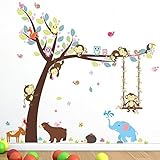 Animoeco Animal Wall Decals 3D Cat Stickers Vivid Removable Cartoon Baby Kids Rooms Decoration For N