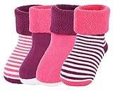 EOZY 靴下 ベビー ソックス 厚手 柔らかい 幼児用 キッズ 子供 ストライプ ジュニア 4足 セット 女の子 ガールズ プレゼント 出産祝い S