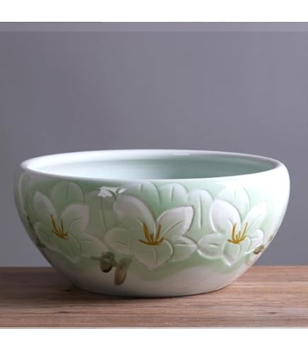 Amazon | 中国骨董 旧家蔵陶磁器 青花染付手絵山水紋大鉢 火鉢、金魚鉢