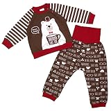 ボーイズ|ベビー|パジャマ[enfant pur]腹巻付長袖パジャマ|上下セット|ラグラン袖|くま柄|寝間着|裏起毛パジャマ|男の子|男児 95cm BR-ブラウン