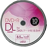 Lazos DVD+R DL 8.5GB for DATA 2.4-8倍速対応 1回記録用 ホワイトワイド印刷対応 10枚組 スピンドルケース入 L-DDL10P