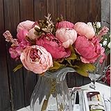 Auntwhale 人工花のブーケ牡丹の偽の花の装飾ホットセールシルクの人工の花の葉花嫁の花束