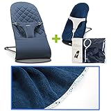 【今治タオルブランケットセットFLW】babybjorn（ベビービョルン）バウンサー Bliss ミッドナイトブルー（バウンサーカバーフラワーブルー）