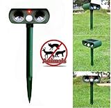 動物撃退器 自動にチャンネル超音波 ソーラー充電式　害獣,害鳥を光と超音波で撃退 (1)