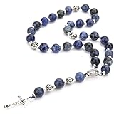 BALIBALI Handmade 8mm Anglican Prayer Beads Rosary Jade Natural Stone Rosary Beads with Pardon Crucifix Cross Custom Rosary
