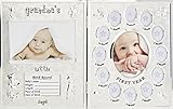 Hugs & More First Year Photo Frame/Birth Record Baby Gift Set (Silver) by Hugs & More