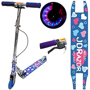 キックボード キックスケーター キッズ MS-105R-B JD RAZOR ハンドル ブレーキ付 光る LED タイヤ (ハート/ブルー) キックボード キックスケーター キッズ MS-105R-B JD RAZOR ハンドル ブレーキ付 光る LED タイヤ (ハート/ブルー)
