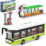 [otoye] シティ バスステーション ビルディングトイセット 、ミニフィギュア6体、ガソリンスタンド付き 6歳以上の子供向けおもちゃ 男の子と女の子に最適なギフトアイデア 都市に対応 (知能と社会性の発達カイジ市車はレゴブロックと互換性があり、小さな粒子を組み立てて子供の教育玩具モデルを作りました