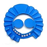 NIUAO シャンプーハット　バスグッズ　シャンプーキャップ お風呂 可愛い　ベビー用品　サイズ調整可能 耳のシールド付き 樹脂 (青)