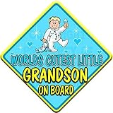 (ONESIE) WORLDS CUTEST LITTLE GRANDSON ON BOARD (like baby on board sign) Non Personalised novelty b