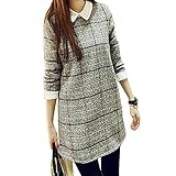 (マーシェル) Marshel マタニティ ワンピース チュニック 長袖 おしゃれ チェック 産前 産後 長く使える 妊婦服 グレー XL