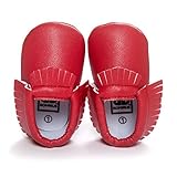 Winzik Baby Boys Girls Tassel Bow Soft Sole PU Leather Loafers Moccasin Sneakers (6-12 months/13cm r