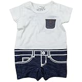 《夏対応》SHORH KID'S(ショーキッズ) 天竺×スラブデニム デニム風ポケット付き切替カバーオール 80cm/オフ NO.SD-70472