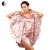 Zytho ( TM ) 6色2016 newwomenファッションセクシーシルクLoose Nightgown印刷バタフライプラスビッグサイズnighskirt Sleepwear ap310 ピン